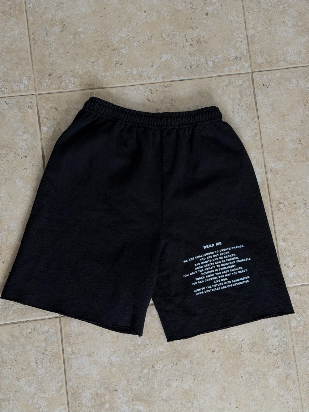 Boys Lie Black Athletic Shorts with White Text Print